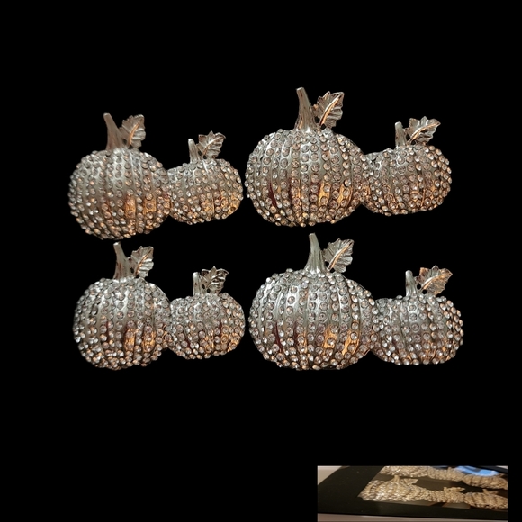 TAHARI Rhinestone PUMPKINS Napkin Rings Set Of 4 - Picture 1 of 4
